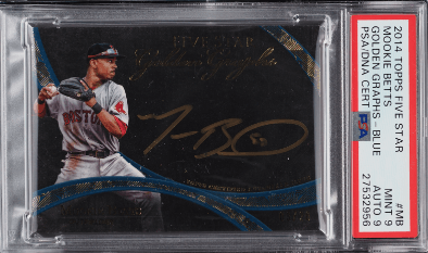2014 Topps Five Star Mookie Betts Rookie Card #FSA-MBE Autograph Green #/20