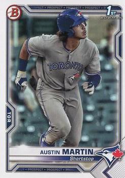 AUSTIN MARTIN TORONTO BLUE JAYS 2021 BOWMAN 1ST CARD TRUE ROOKIE CARD SUPER  FIRE