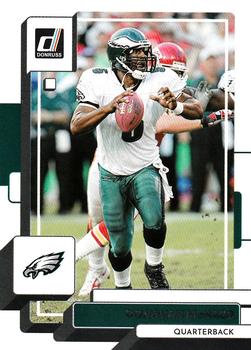 Donovan McNabb player worn jersey patch football card (Philadelphia Eagles)  2002 Playoff Piece of the Game #