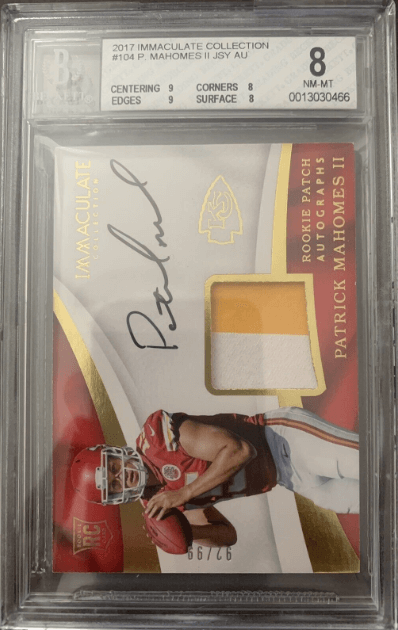 2017 Immaculate Collection Patrick Mahomes Rookie Card Auto Patch #104 /99