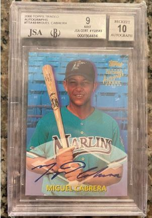2000 Topps Traded Miguel Cabrera Certified Autograph Rookie Card #TTA40