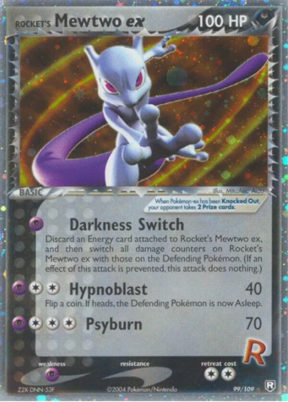 2004 Pokémon EX Rocket’s Mewtwo EX Holo Team Rocket Returns #99