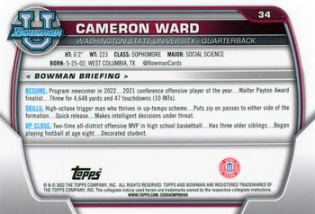 2023 Leaf Draft #78 Cameron Ward Washington State Cougars RC Rookie Football Trading Card