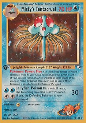 misty's tentacool pokemon card value *Pokemon Gym Heroes - Mistys Tentacruel - 010/132 If heads Misty's Tentacool 57/132 1st Edition