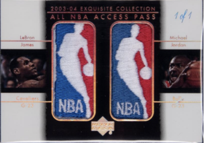 2003 Upper Deck Exquisite Collection All NBA Access Pass Michael Jordan/Lebron James #JJ 1/1 - $900,000