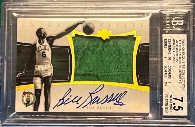 2004 Exquisite Extra Bill Russell 2/5 Autograph Jumbo Patch AP-BR