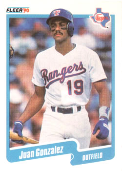 Juan Gonzalez Rookie 1990 Topps #331 Texas Rangers Slugger, 2x MVP –