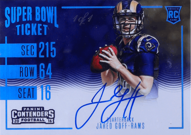 2016 Panini Contenders Super Bowl Ticket Jared Goff Rookie Autograph 1/1 #341