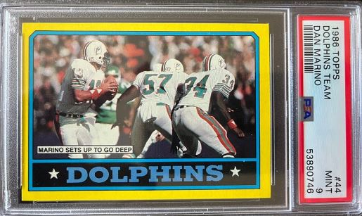1986 Topps Dan Marino Dolphins Team #44