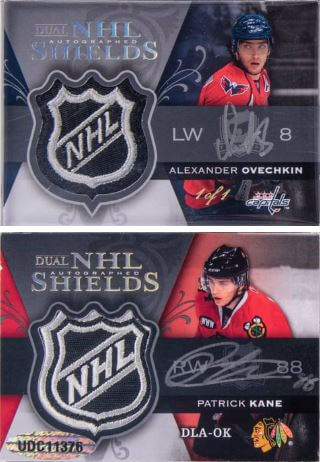 2007 Upper Deck The Cup Dual NHL Shields Alexander Ovechkin Patrick Kane Dual-Signed Game-Used Patch Card #DLAOK 1/1 - $104,700
