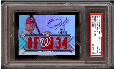 2012 Topps Triple Threads Bryce Harper Rookie Card Auto Triple Mem #129 /99