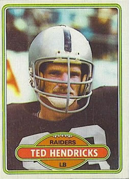 Ted Hendricks Signed Oakland Raiders Goal Line Art Card Blue Hof