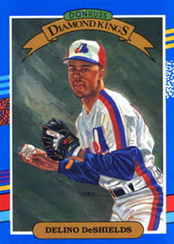 1990 DONRUSS #42 DELINO DESHIELDS MONTREAL EXPOS RATED ROOKIE CARD –