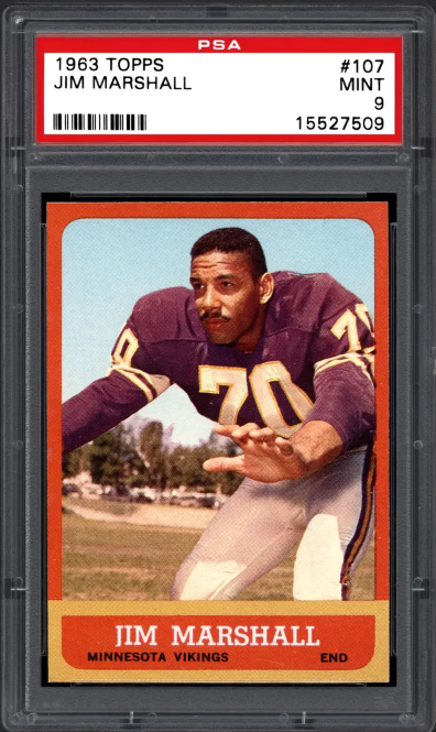 1963 Topps Jim Marshall Rookie Card #107