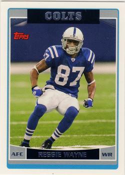 Reggie Wayne player worn jersey patch football card (Indianapolis Colts)  2006 Fleer Fabrics #FFWA