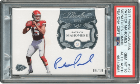 2017 Panini Flawless Patrick Mahomes Rookie Card Autograph #132 /10