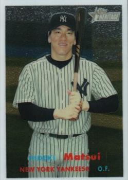 Hideki Matsui player worn jersey patch baseball card (New York Yankees,  Japanese) 2004 Upper Deck Play Ball Apparel #ACHM