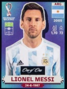2022 FIFA World Cup Sticker Black Border Lionel Messi 1/1 #ARG20- $139,200