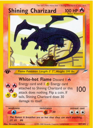 2002 Pokémon Shining Charizard First Edition #107 - $33,502
