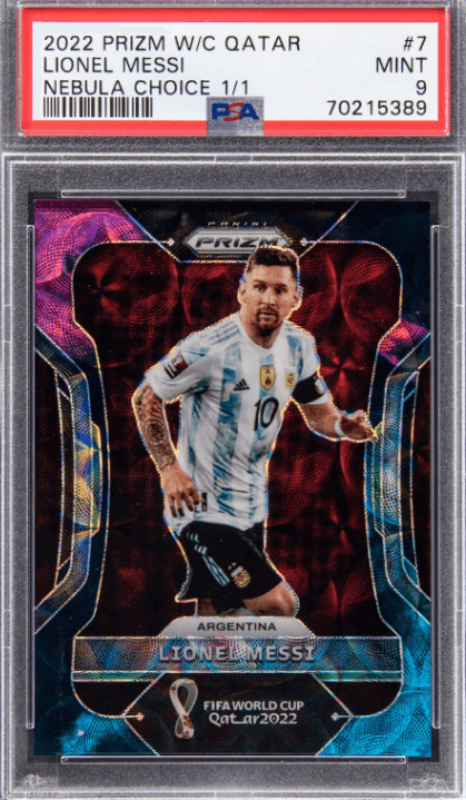 2022 Panini World Cup Prizm Lionel Messi Nebula Choice 1/1