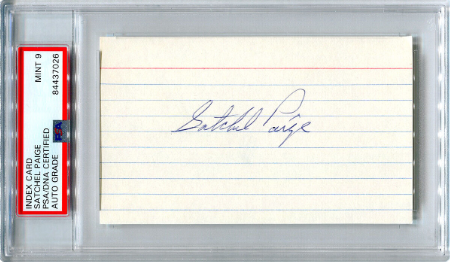 Satchel Paige Autographed Index Card