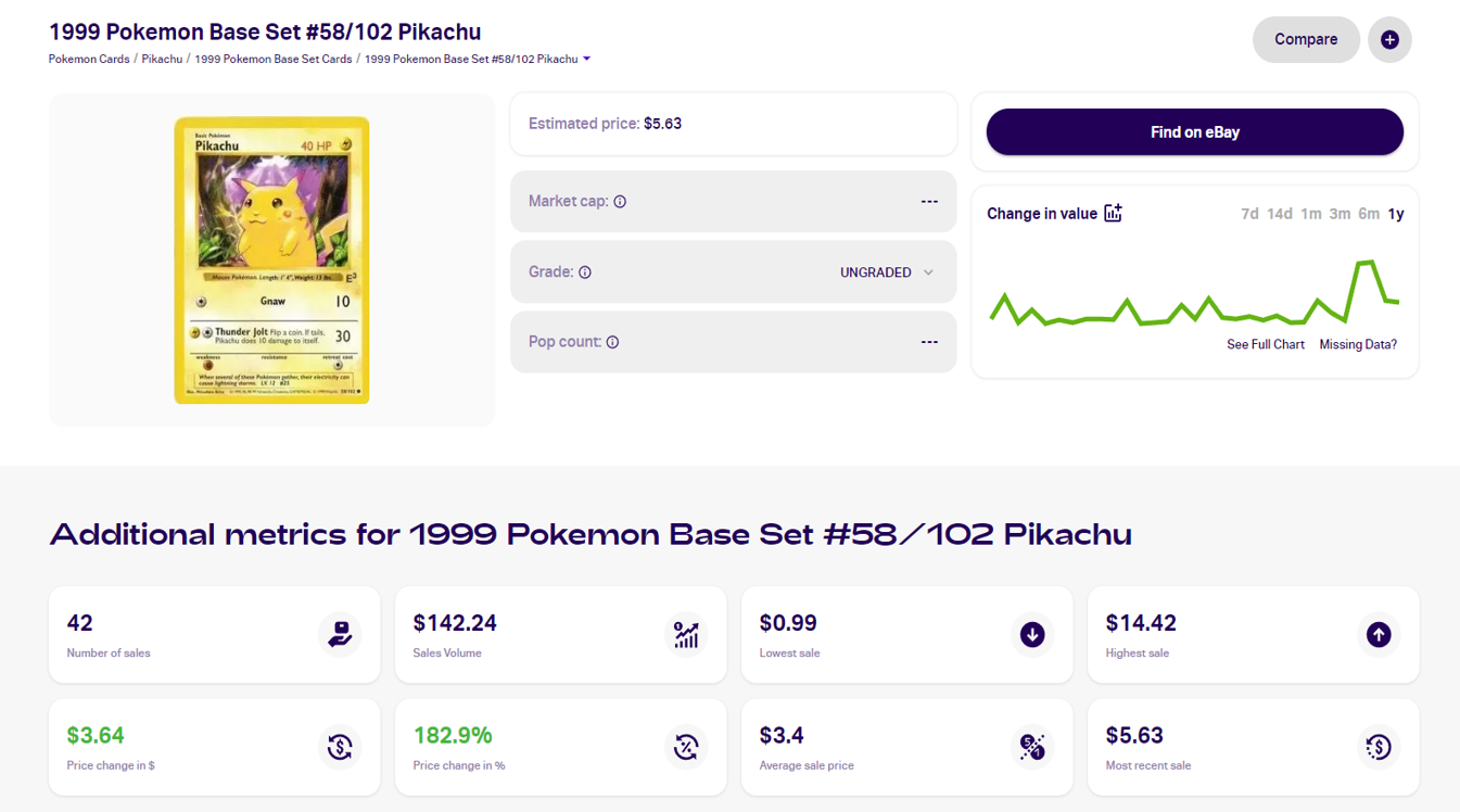 1999 Pokemon Base Set Pikachu