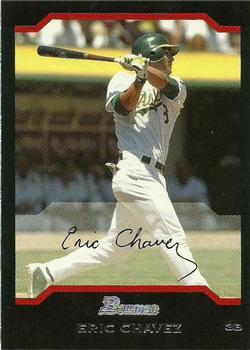 2003 FLEER HARDBALL ERIC CHAVEZ ATHLETIC A'S ROUNDING FIRST #346/572 JERSEY  CARD