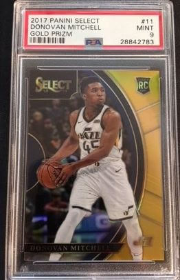 2017 Panini Select Silver Prizm Donovan Mitchell Rookie Card Gold Prizm #11