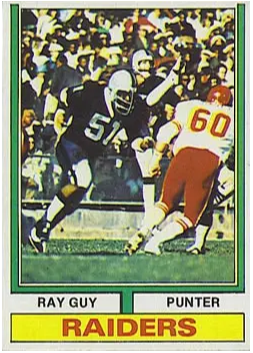 1974 Topps Oakland Raider Ray Guy #219