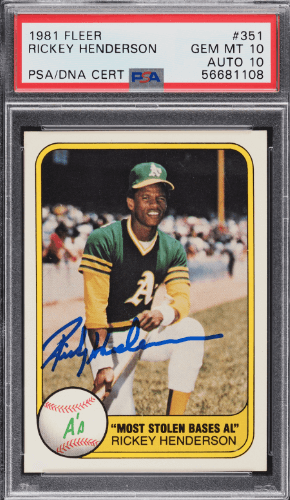 1981 Fleer Rickey Henderson #351 Autograph 