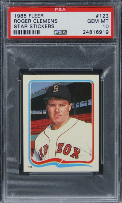 1985 Fleer Star Stickers Roger Clemens Rookie #123