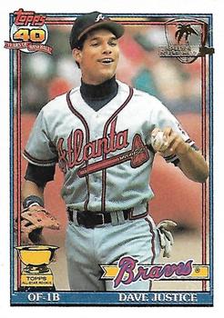 1991 Post Cereal David Justice Atlanta Braves Rookie Star MLB for