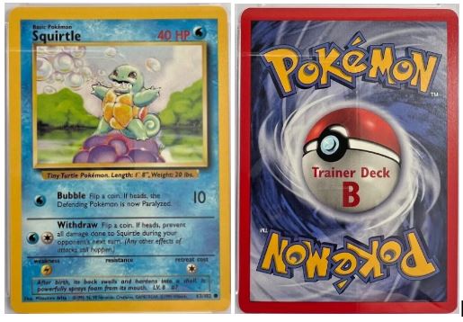 1999 Trainer Deck B Squirtle #63 - $3,000
