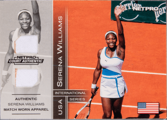 2003 NetPro International Match Worn Apparel #4S Serena Williams Patch Card /100 - $12,000