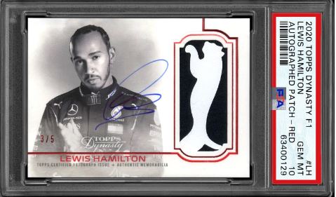  Lewis Hamilton 2020 Topps Dynasty F1 Red Patch Auto