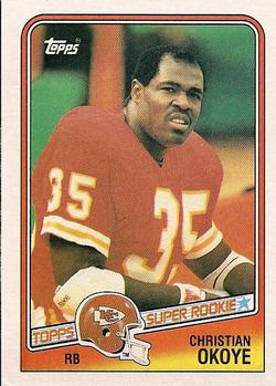 1990 Score CHRISTIAN OKOYE Card #2. KANSAS CITY CHIEFS