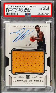2017 Panini National Treasures Donovan Mitchell Rookie Card Patch Autograph /99 #113