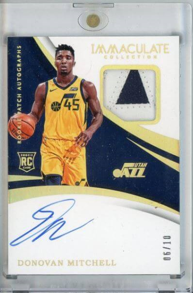 2017 Immaculate Collection Donovan Mitchell Rookie Card Auto Patch Gold /10 #35
