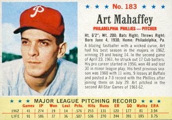 1963 Fleer #54 Art Mahaffey (Phillies)