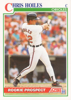 1991 Topps Chris Hoiles Dark inset border Baltimore Orioles #42b Baseball  Card GMMGC