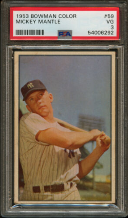1953 Bowman Color Mickey Mantle #59