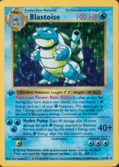 1999 Base Set 1st Edition Shadowless Holo Thick Stamp Blastoise #2/102 - $8,610