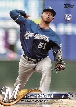 2018 Topps Update and Highlights Baseball Series #US39 Freddy Peralta RC  Rookie Milwaukee Brewers Official MLB Trading Card