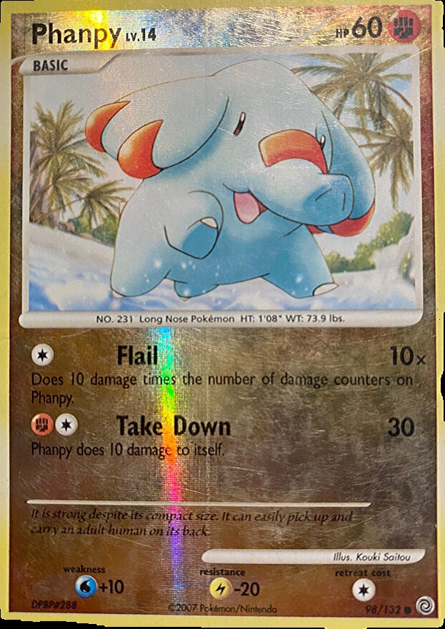 phanpy pokemon card value Basic Phanpy HP 80 Headbutt Attack Rarity Green Pokmon Card