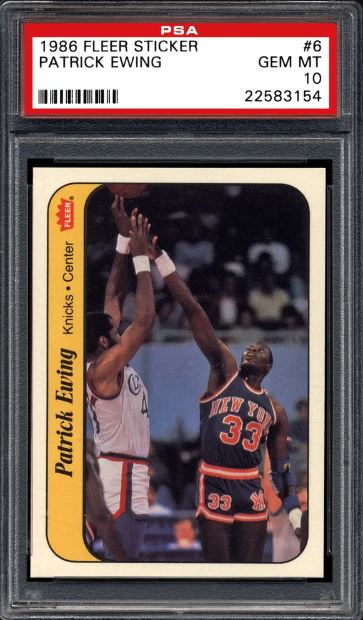 1986 Fleer Stickers Patrick Ewing #6