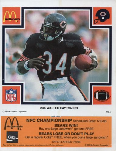 1986 McDonald's Bears Walter Payton (Blue)