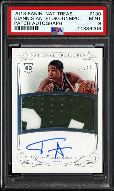 2013 Panini National Treasures Giannis Antetokounmpo RC #130 Auto Patch /99