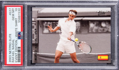 2003 NetPro Elite Event Edition Rafael Nadal Rookie Card (White Shirt) #E27