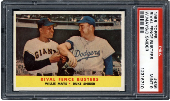 1958 Topps Rival Fence Busters - Willie Mays, Duke Snider #436