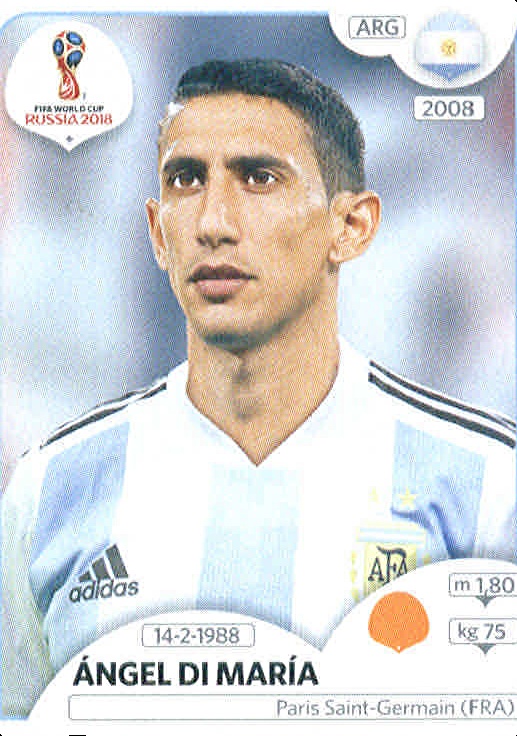 Sticker Panini Di Maria Argentine #119 – Coupe Du Monde 2010, Neuf, Non Collé